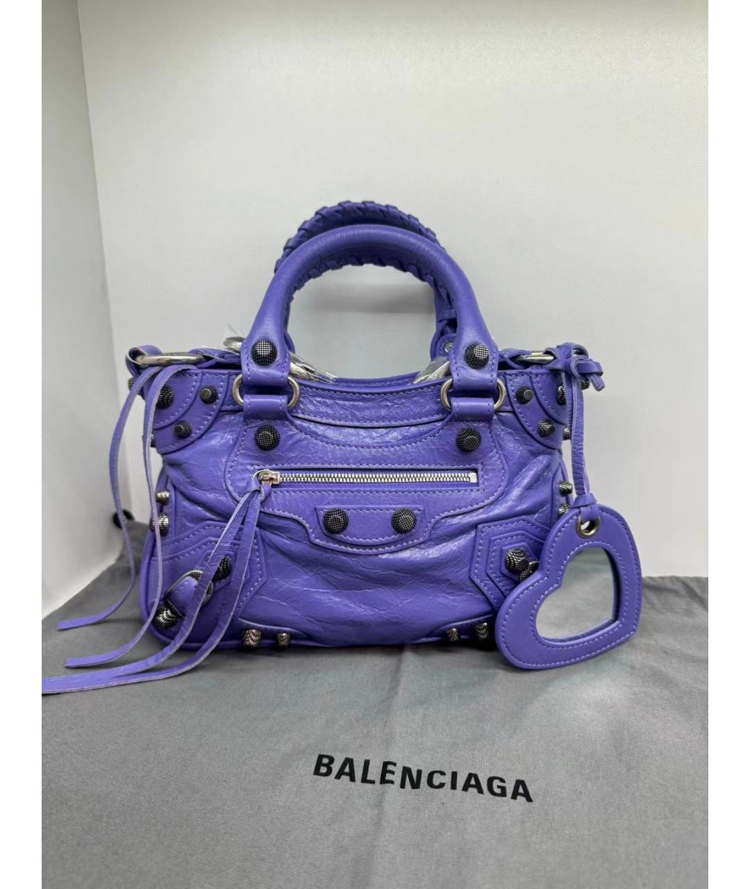 BALENCIAGA Фиолетовая кожаная сумка через плечо, фото 3