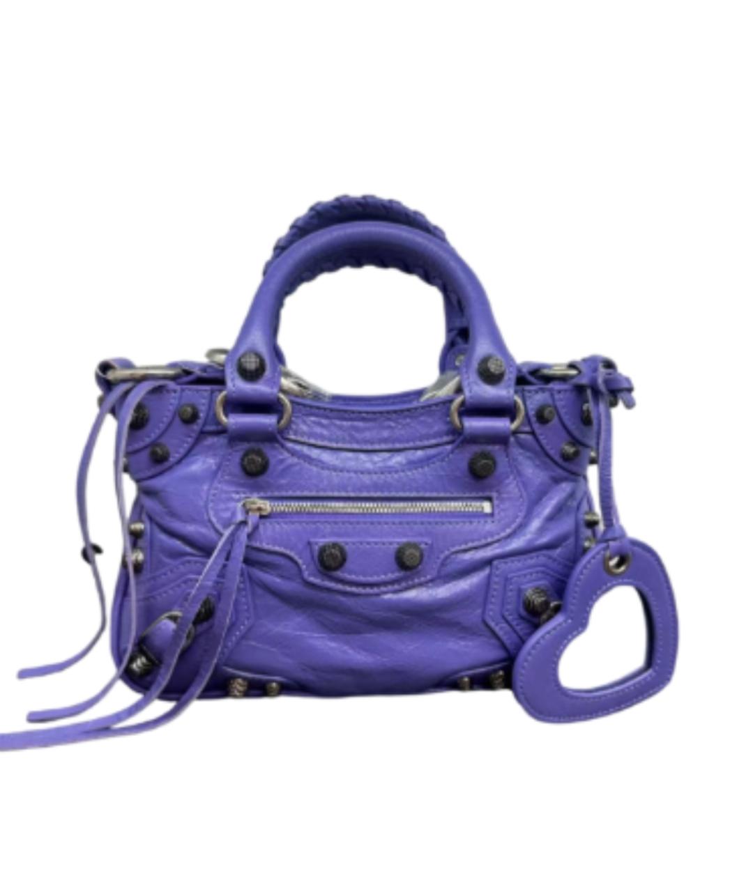 BALENCIAGA Фиолетовая кожаная сумка через плечо, фото 10