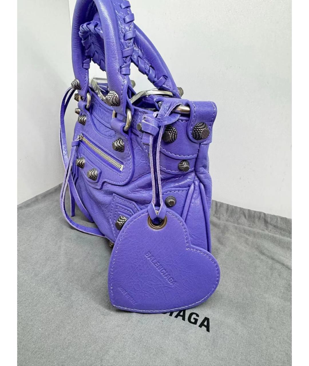 BALENCIAGA Фиолетовая кожаная сумка через плечо, фото 9