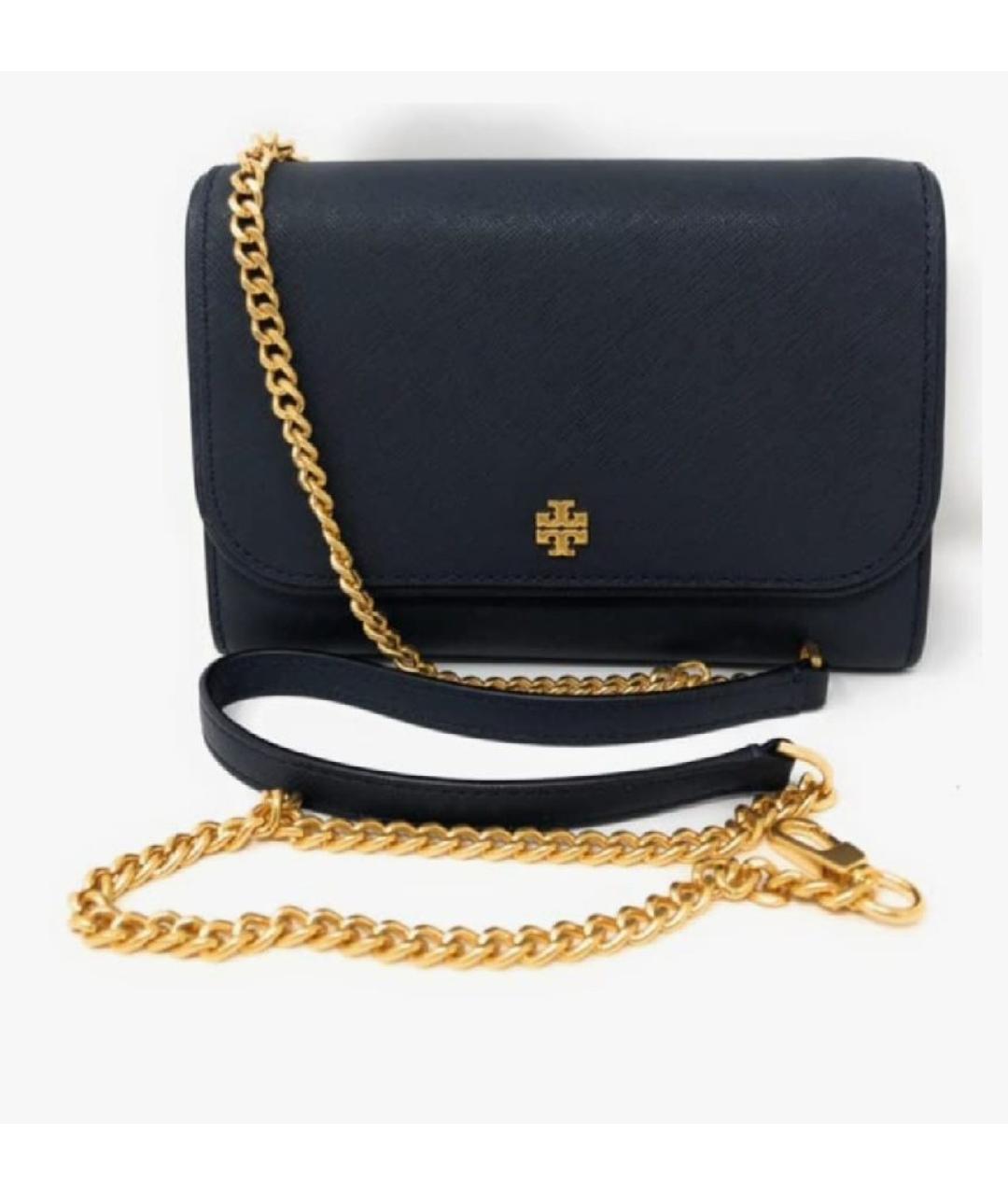 TORY BURCH Темно-синяя кожаная сумка через плечо, фото 2