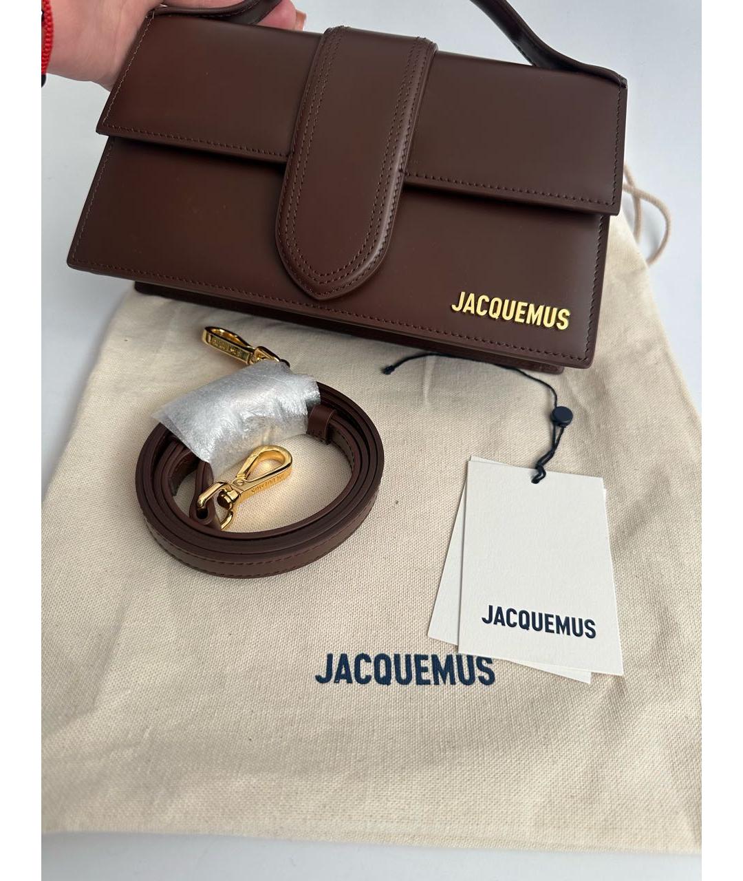 JACQUEMUS Коричневая кожаная сумка через плечо, фото 6