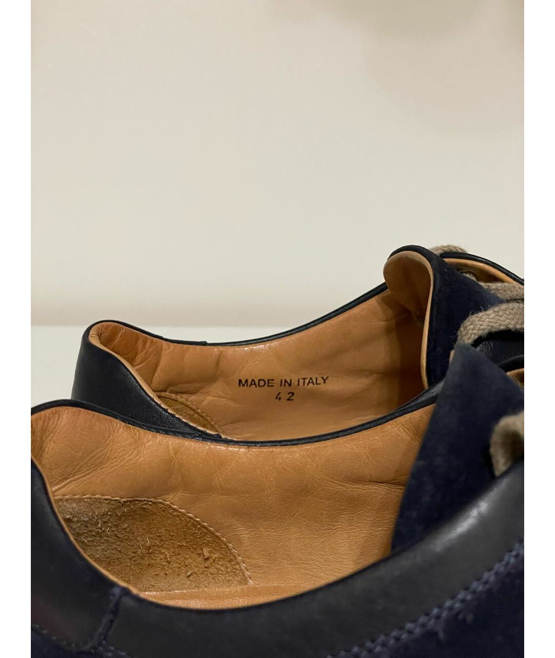 LORO PIANA Темно-синие замшевые низкие кроссовки / кеды, фото 5