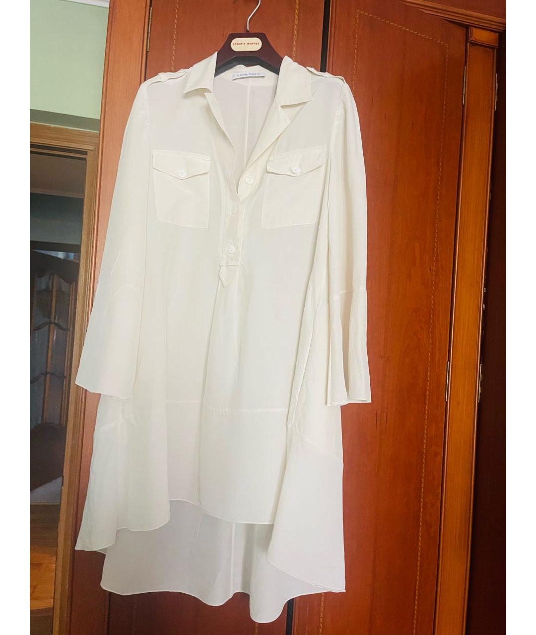 ALBERTA FERRETTI Белое шелковое коктейльное платье, фото 8