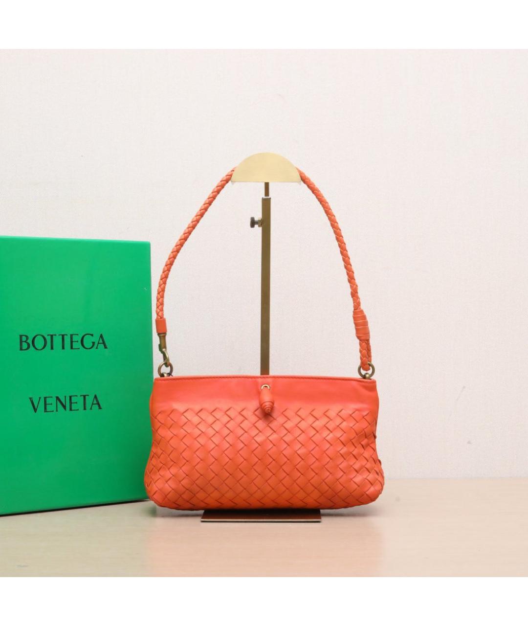 BOTTEGA VENETA Оранжевая кожаная сумка через плечо, фото 2