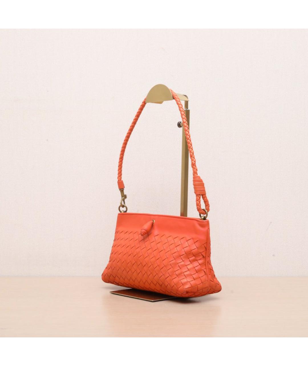 BOTTEGA VENETA Оранжевая кожаная сумка через плечо, фото 4