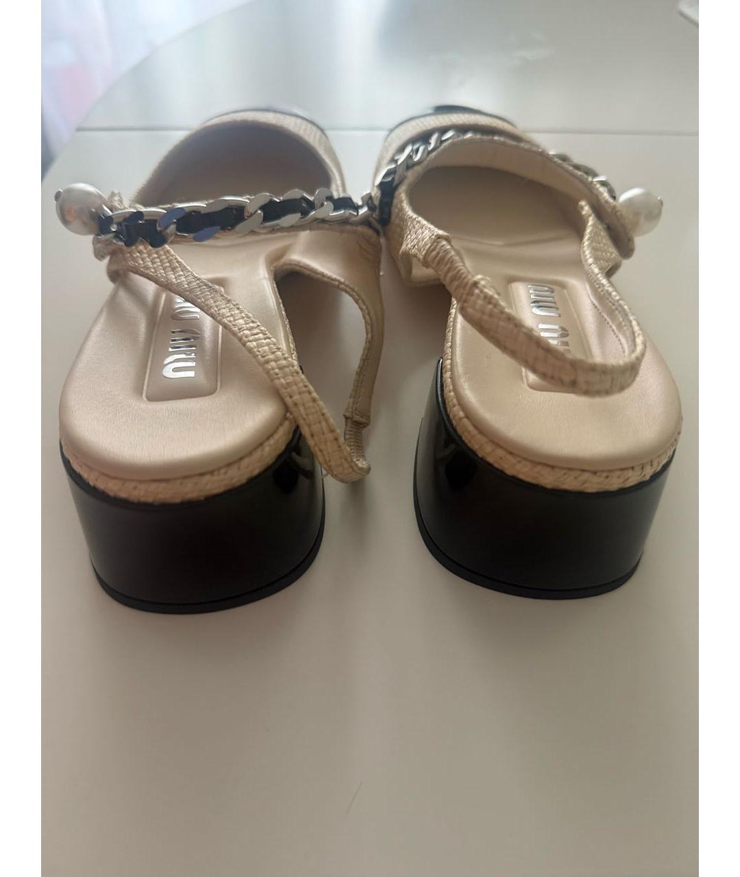 MIU MIU Бежевые кожаные туфли, фото 4