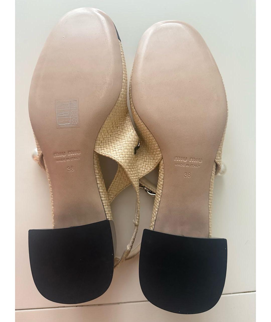 MIU MIU Бежевые кожаные туфли, фото 5