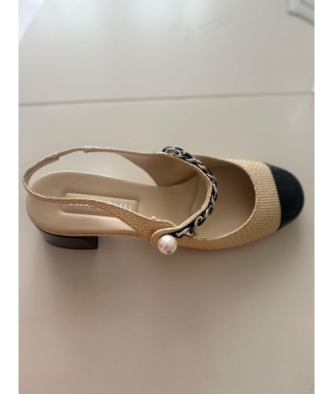 MIU MIU Бежевые кожаные туфли, фото 6