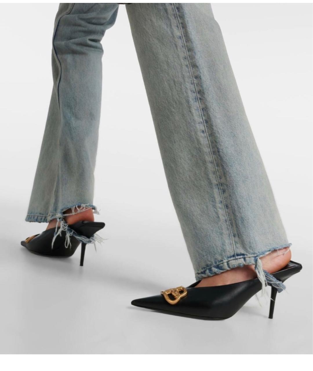 BALENCIAGA Черные кожаные мюли, фото 6