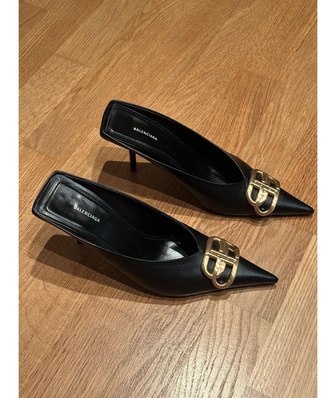 BALENCIAGA Черные кожаные мюли, фото 5