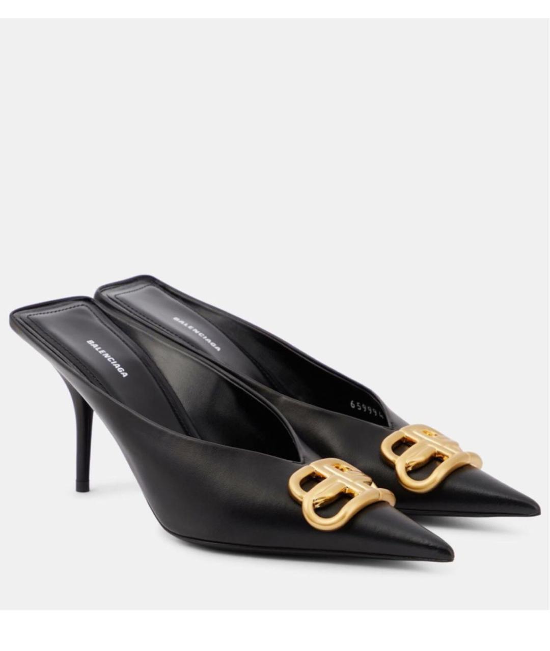 BALENCIAGA Черные кожаные мюли, фото 7