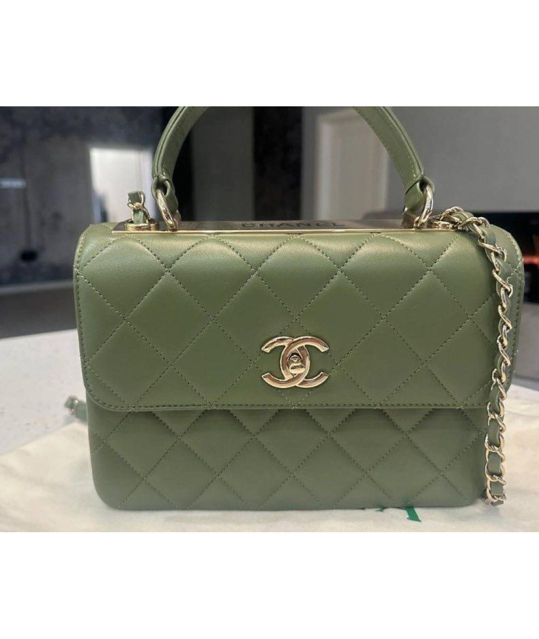 CHANEL Хаки кожаная сумка через плечо, фото 7