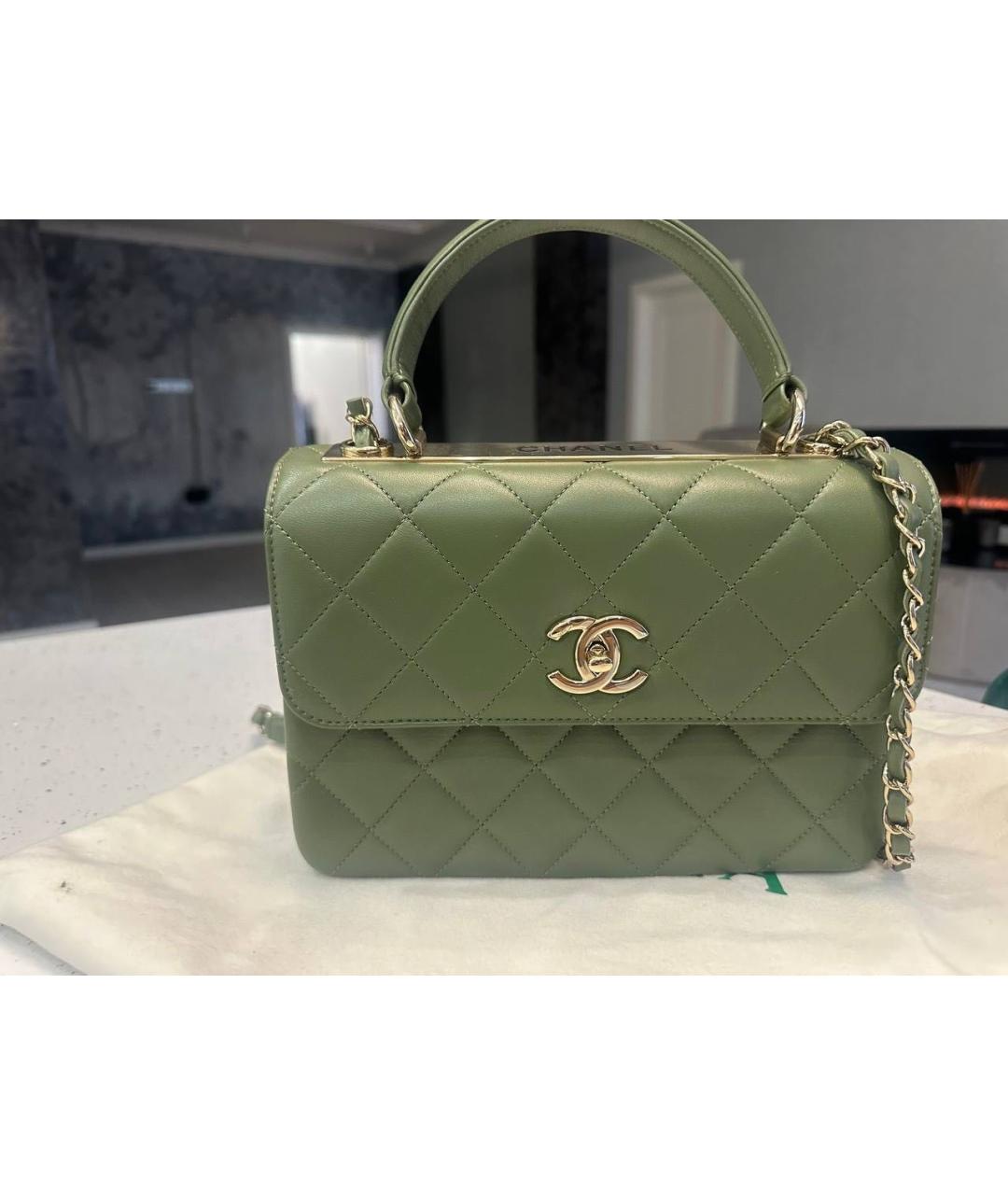 CHANEL Хаки кожаная сумка через плечо, фото 6