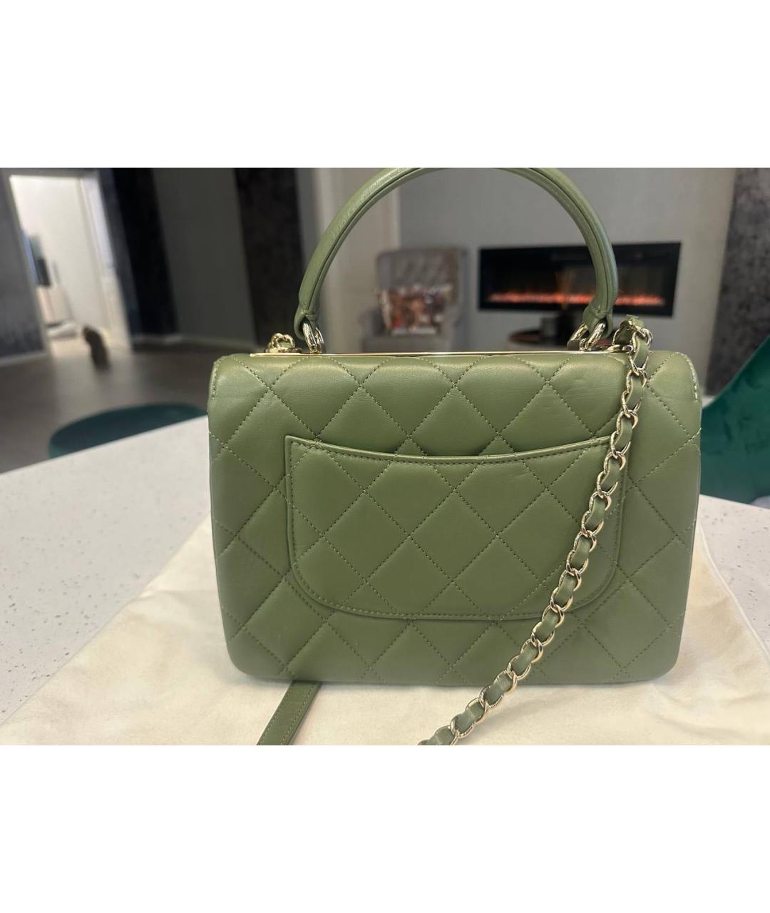 CHANEL Хаки кожаная сумка через плечо, фото 2