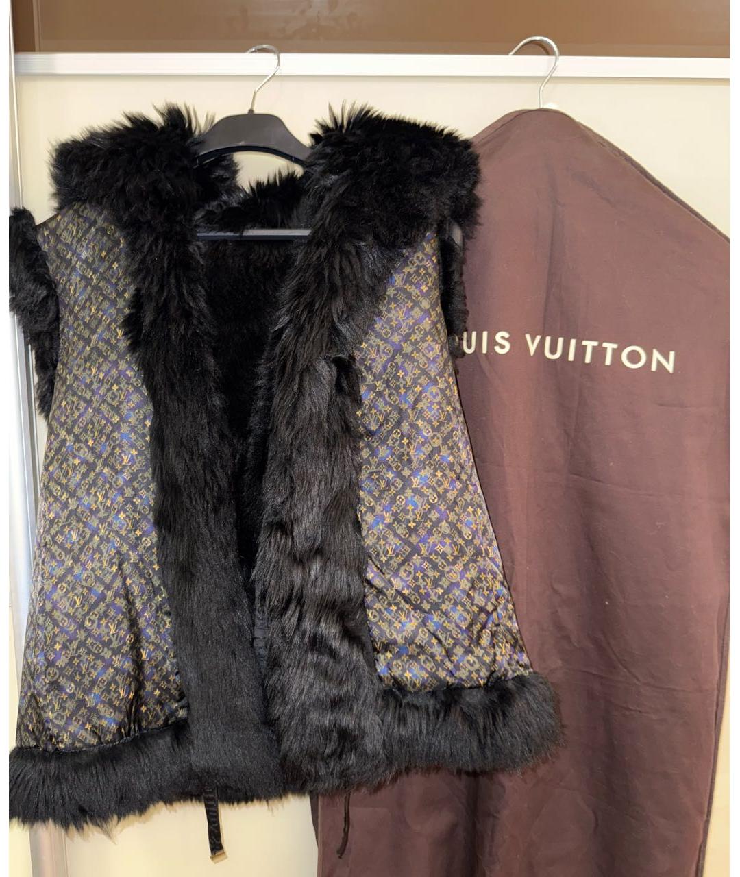 LOUIS VUITTON Черный меховой жилет, фото 5