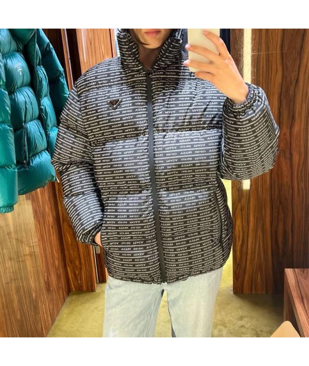 PRADA Черный полиэстеровый пуховик, фото 5