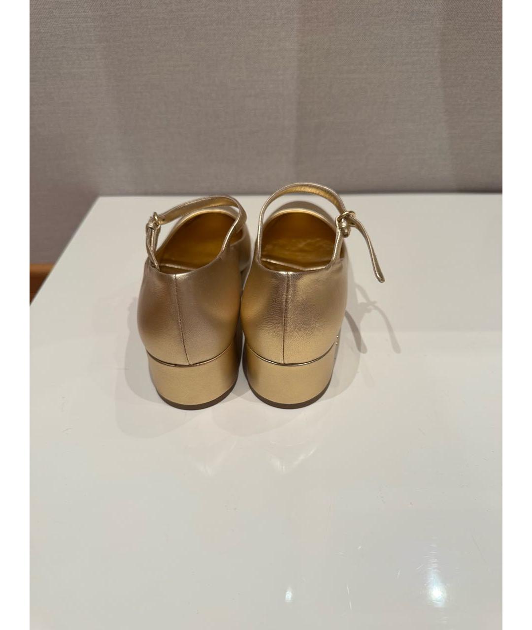 MIU MIU Золотые кожаные туфли, фото 4