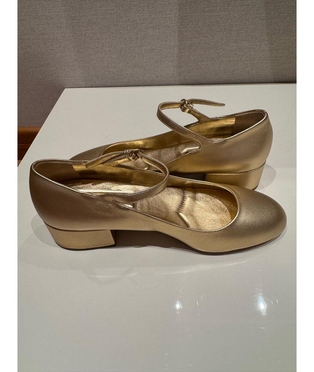 MIU MIU Золотые кожаные туфли, фото 5