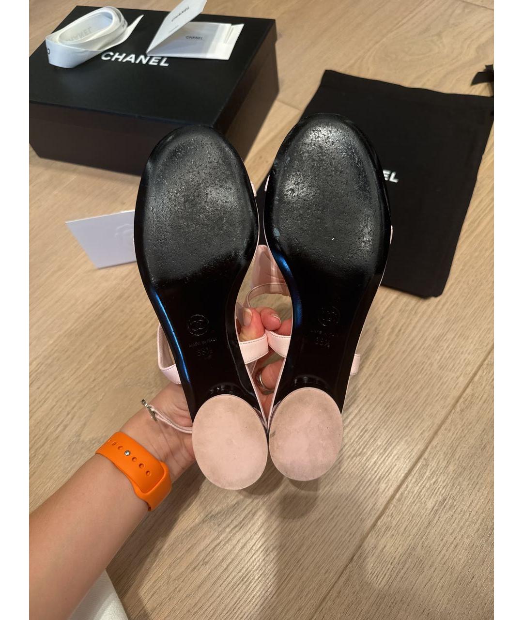 CHANEL Розовые кожаные сандалии, фото 5