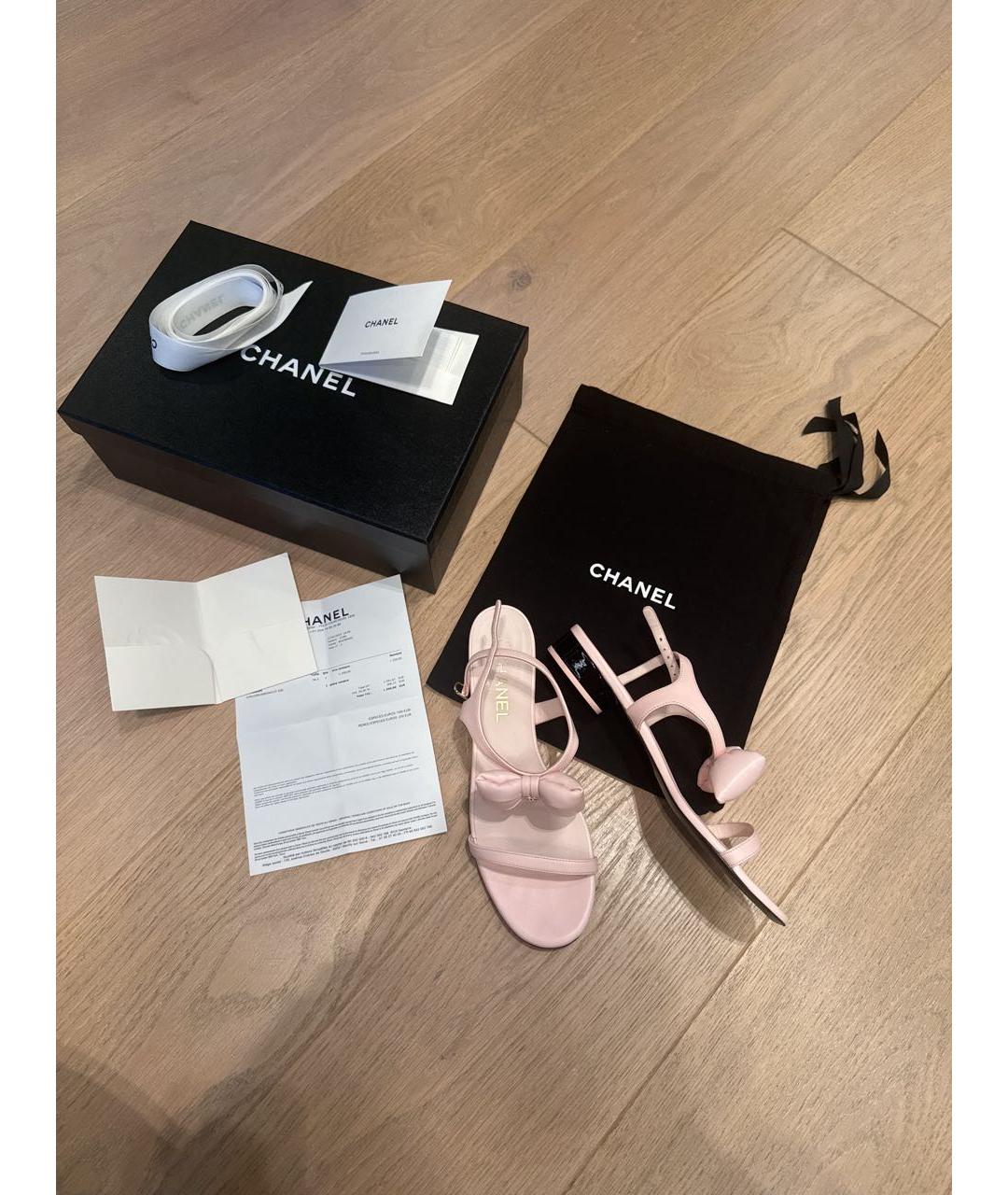 CHANEL Розовые кожаные сандалии, фото 8
