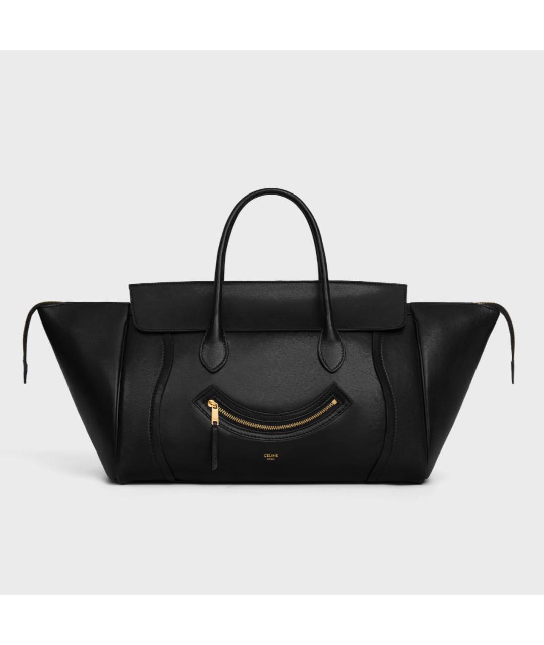 CELINE Черная кожаная сумка тоут, фото 2