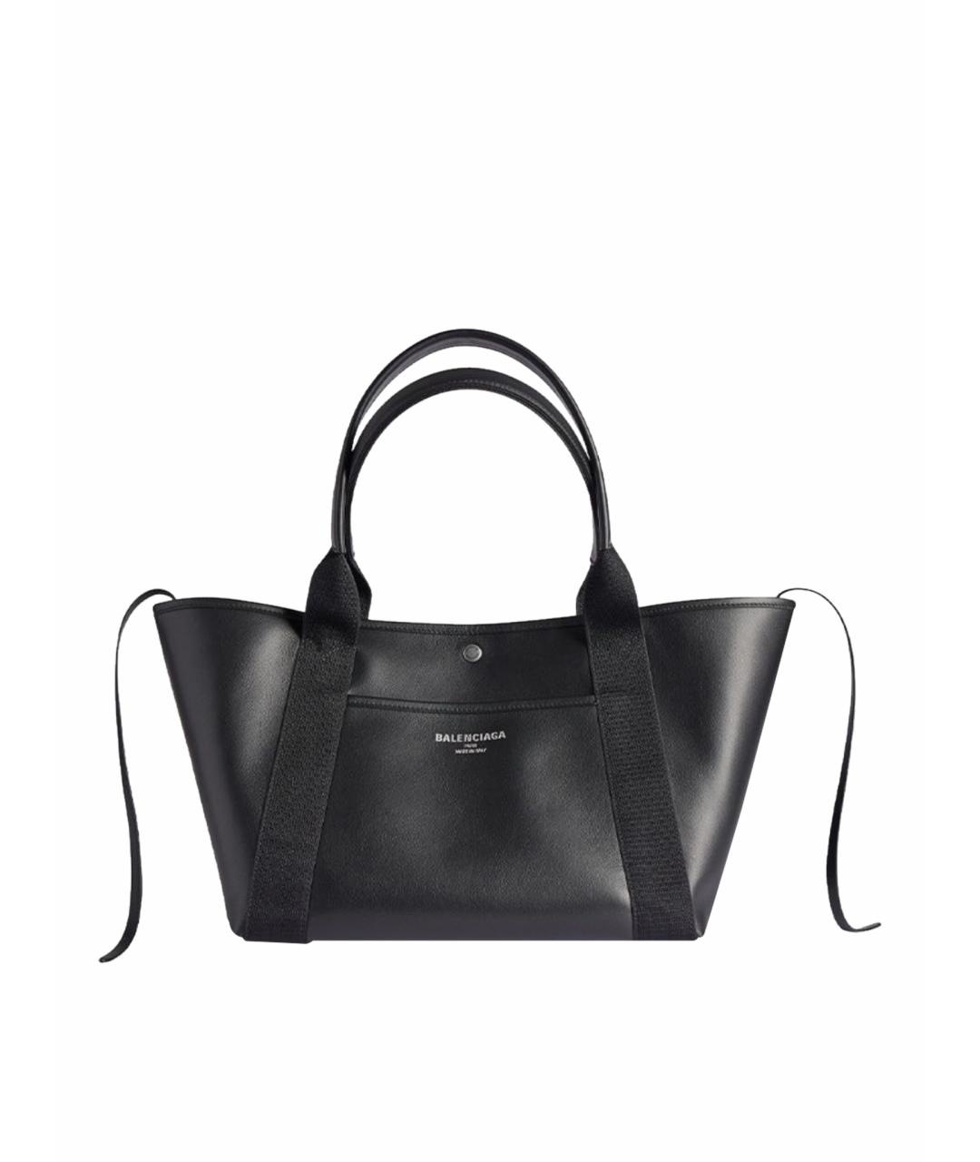 BALENCIAGA Черная кожаная сумка тоут, фото 1