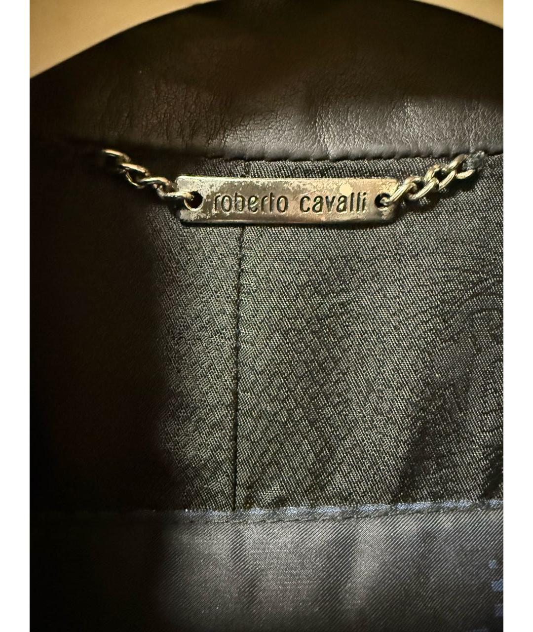 ROBERTO CAVALLI Черная кожаная куртка, фото 3