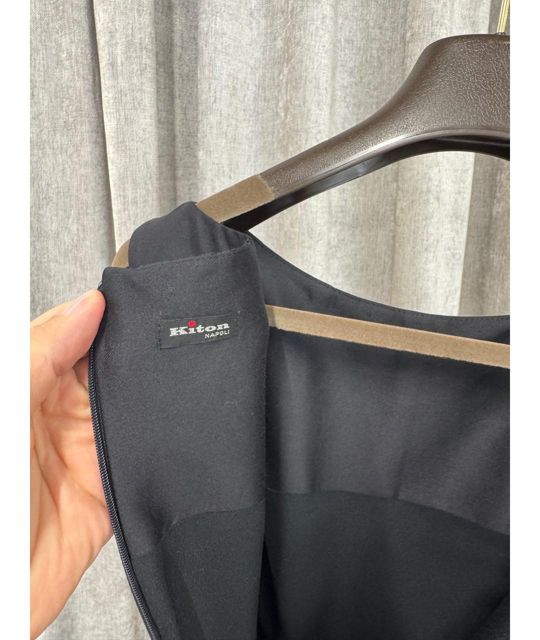 KITON Черное шерстяное коктейльное платье, фото 3