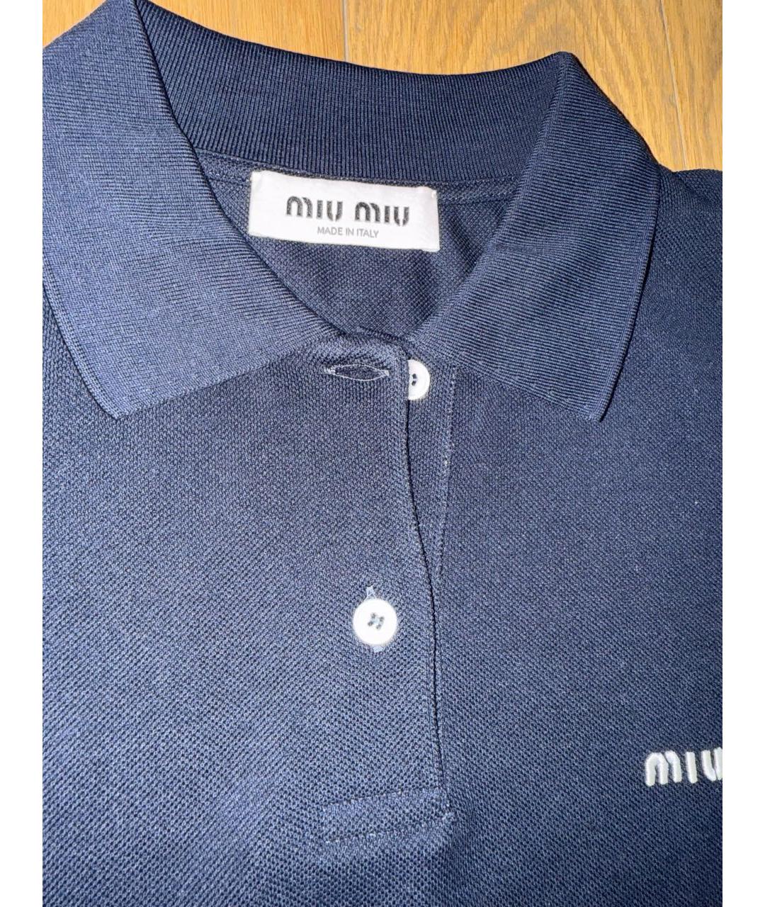 MIU MIU Темно-синяя футболка, фото 4