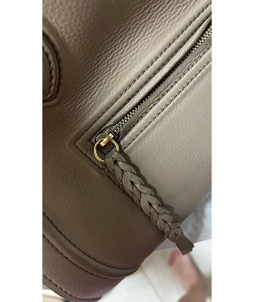 CELINE Бежевая кожаная сумка тоут, фото 4