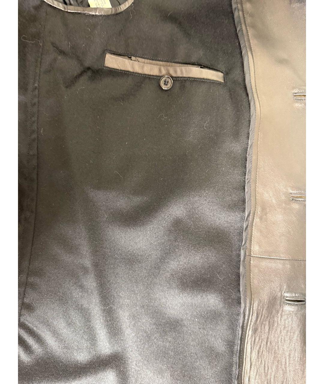 BRIONI Черное кожаное пальто, фото 5