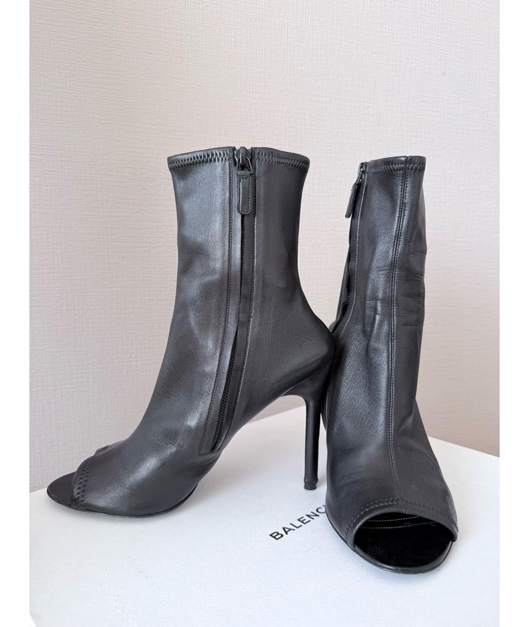 BALENCIAGA Черные кожаные ботильоны, фото 3
