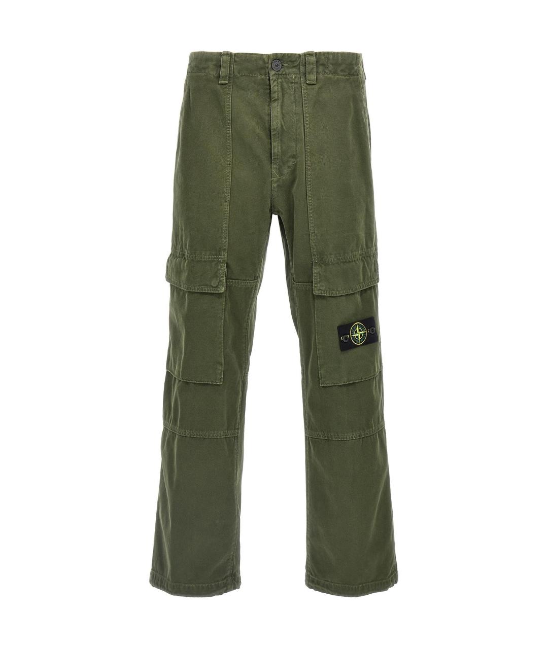 STONE ISLAND Зеленые хлопковые повседневные брюки, фото 1