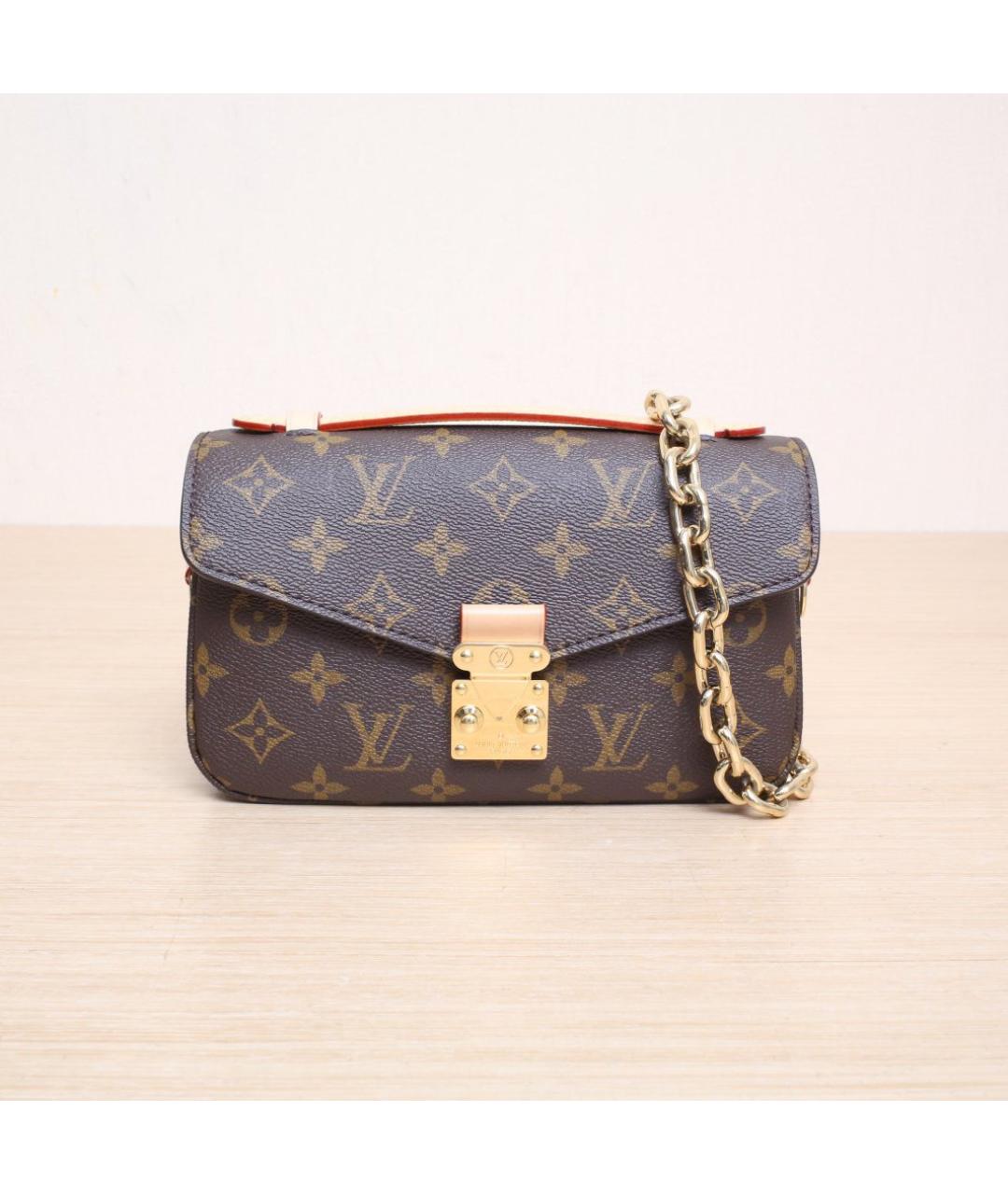LOUIS VUITTON Коричневая кожаная сумка через плечо, фото 3