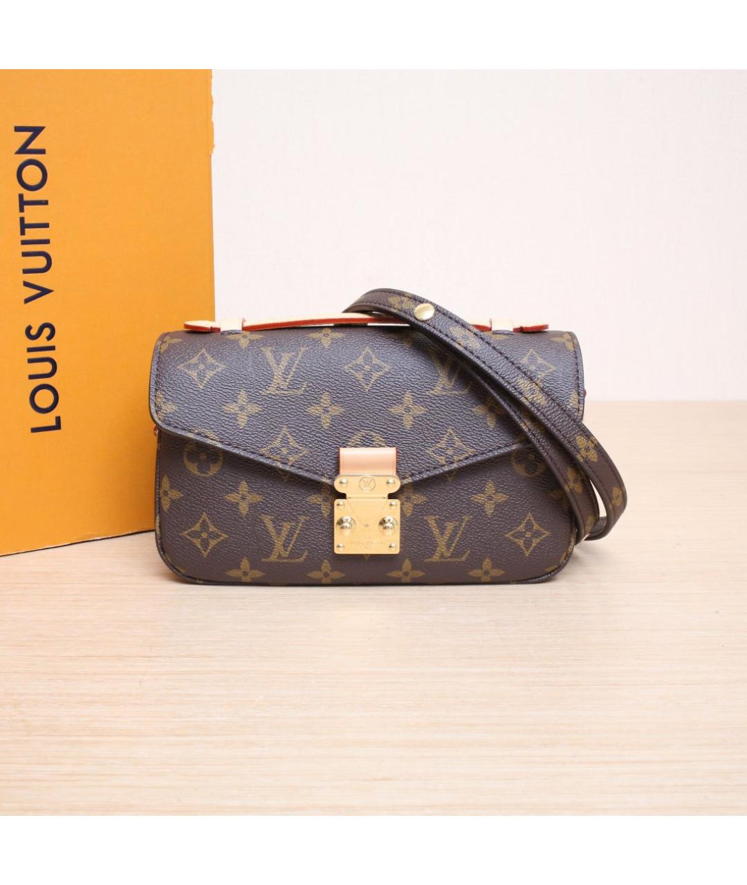 LOUIS VUITTON Коричневая кожаная сумка через плечо, фото 2