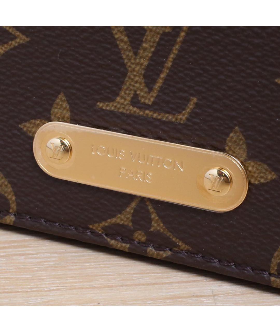 LOUIS VUITTON Коричневая кожаная сумка через плечо, фото 8