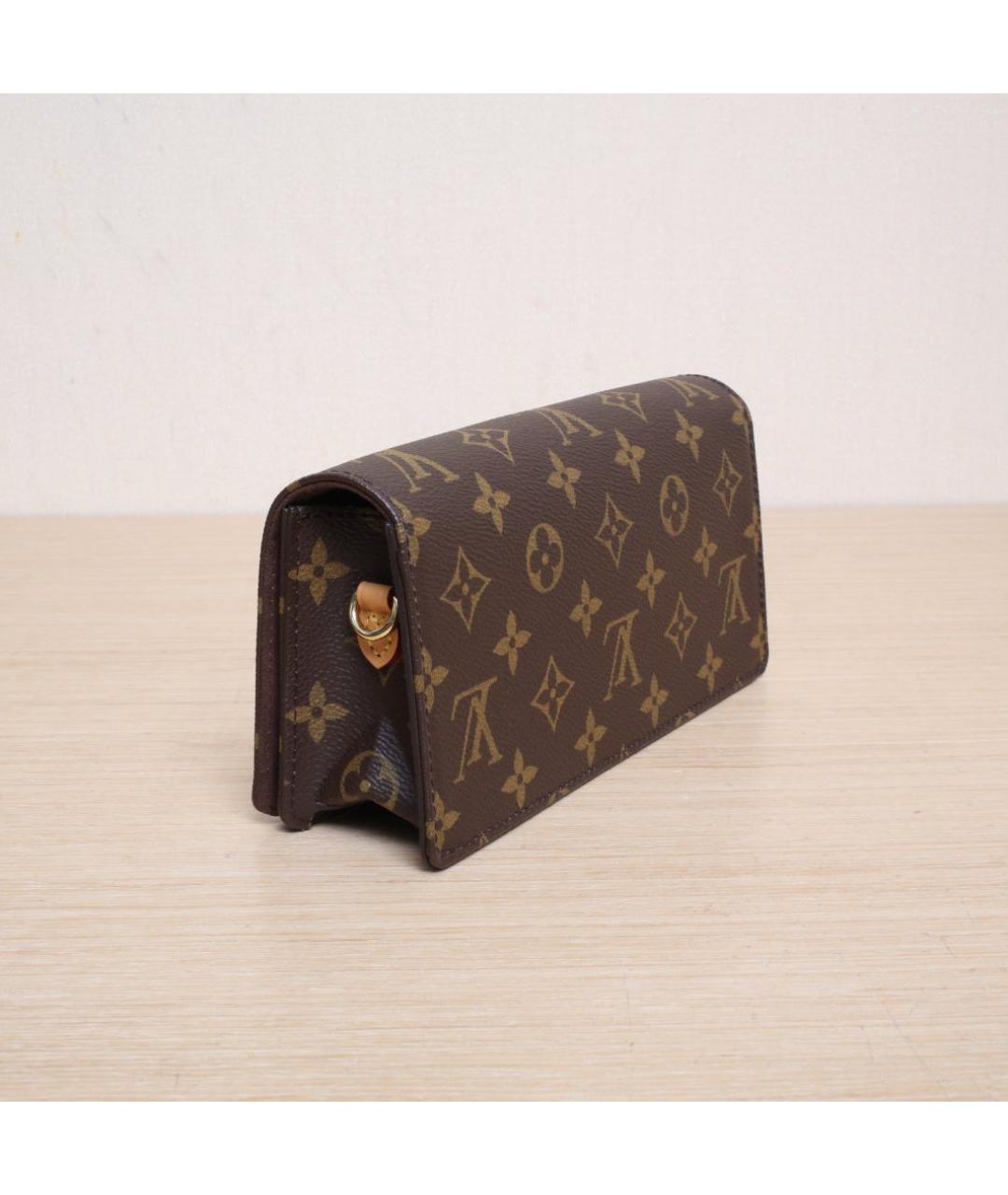 LOUIS VUITTON Коричневая кожаная сумка через плечо, фото 6