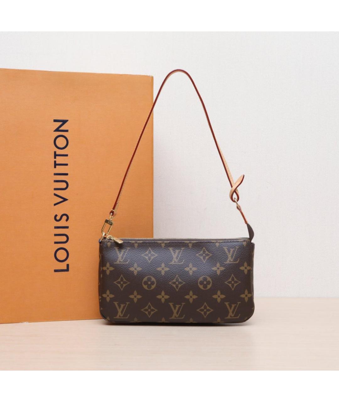 LOUIS VUITTON Коричневая кожаная сумка через плечо, фото 2