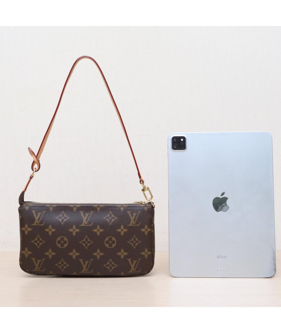 LOUIS VUITTON Коричневая кожаная сумка через плечо, фото 7
