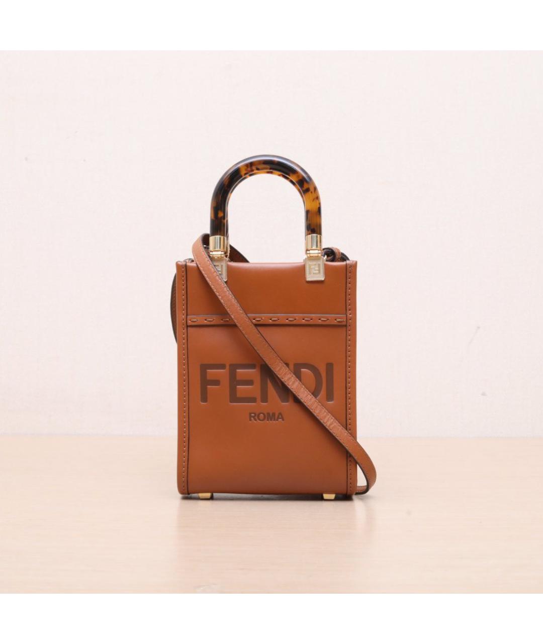FENDI Коричневая кожаная сумка через плечо, фото 3