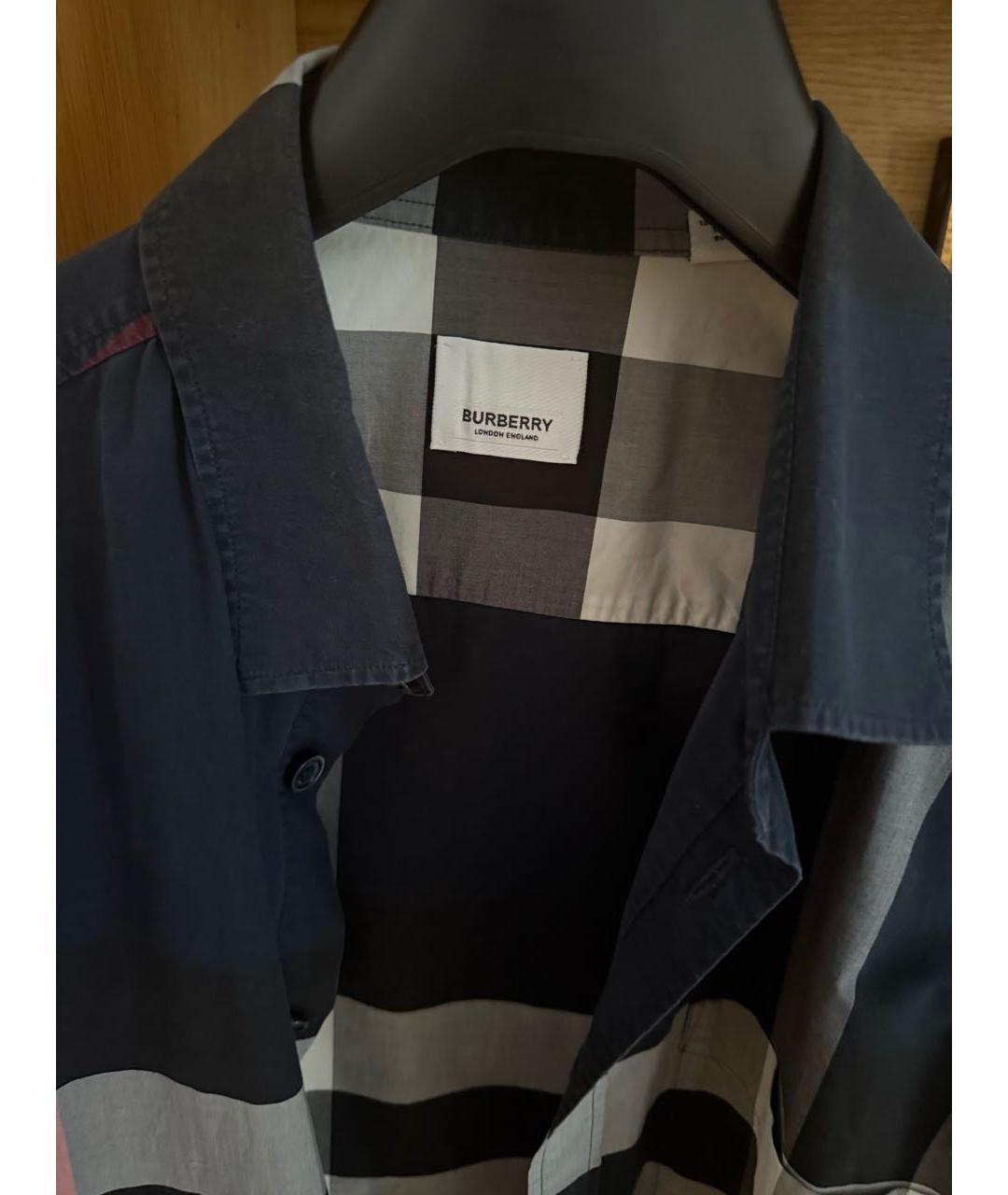 BURBERRY Темно-синяя хлопко-лиоцелловая кэжуал рубашка, фото 3