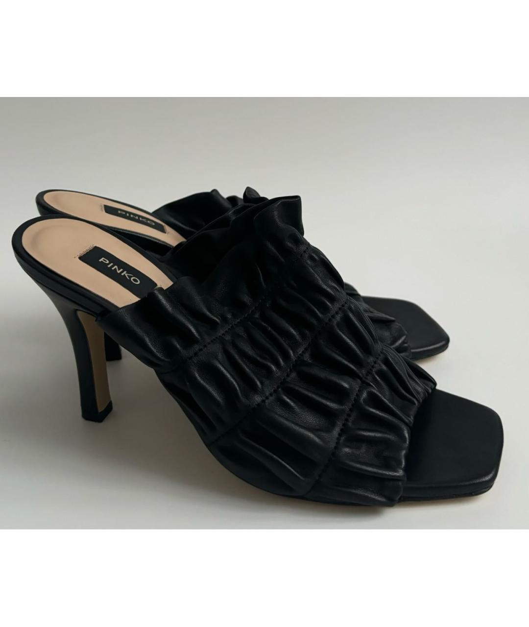 PINKO Черные кожаные мюли, фото 2