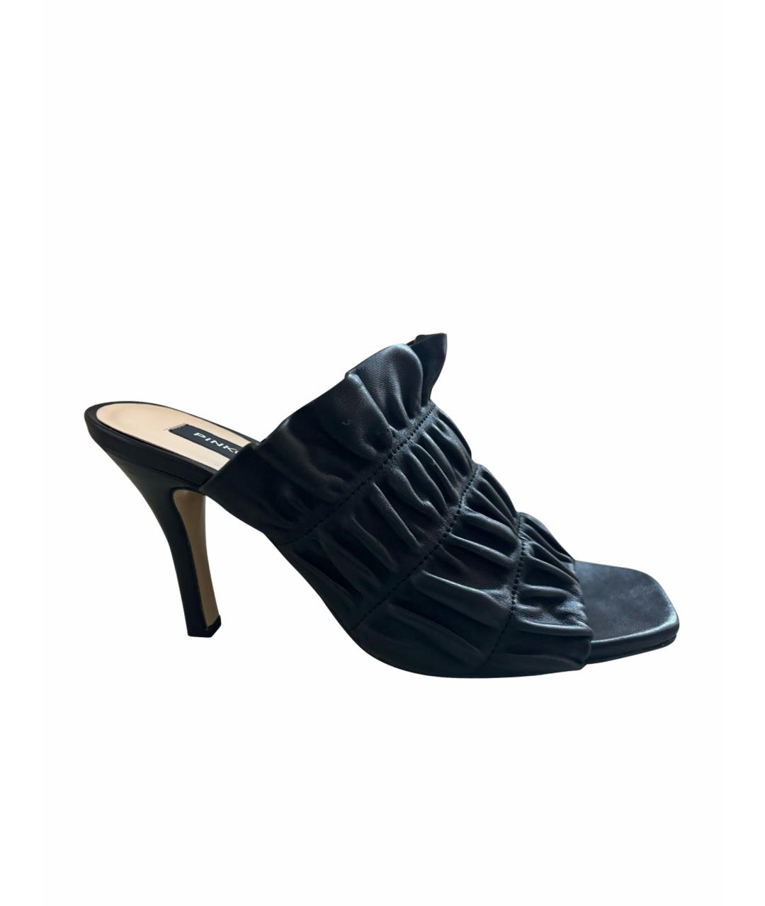 PINKO Черные кожаные мюли, фото 1