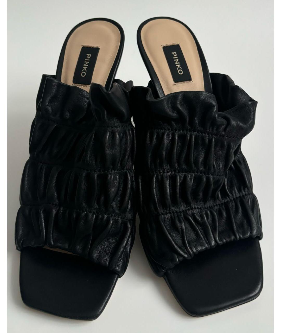 PINKO Черные кожаные мюли, фото 3