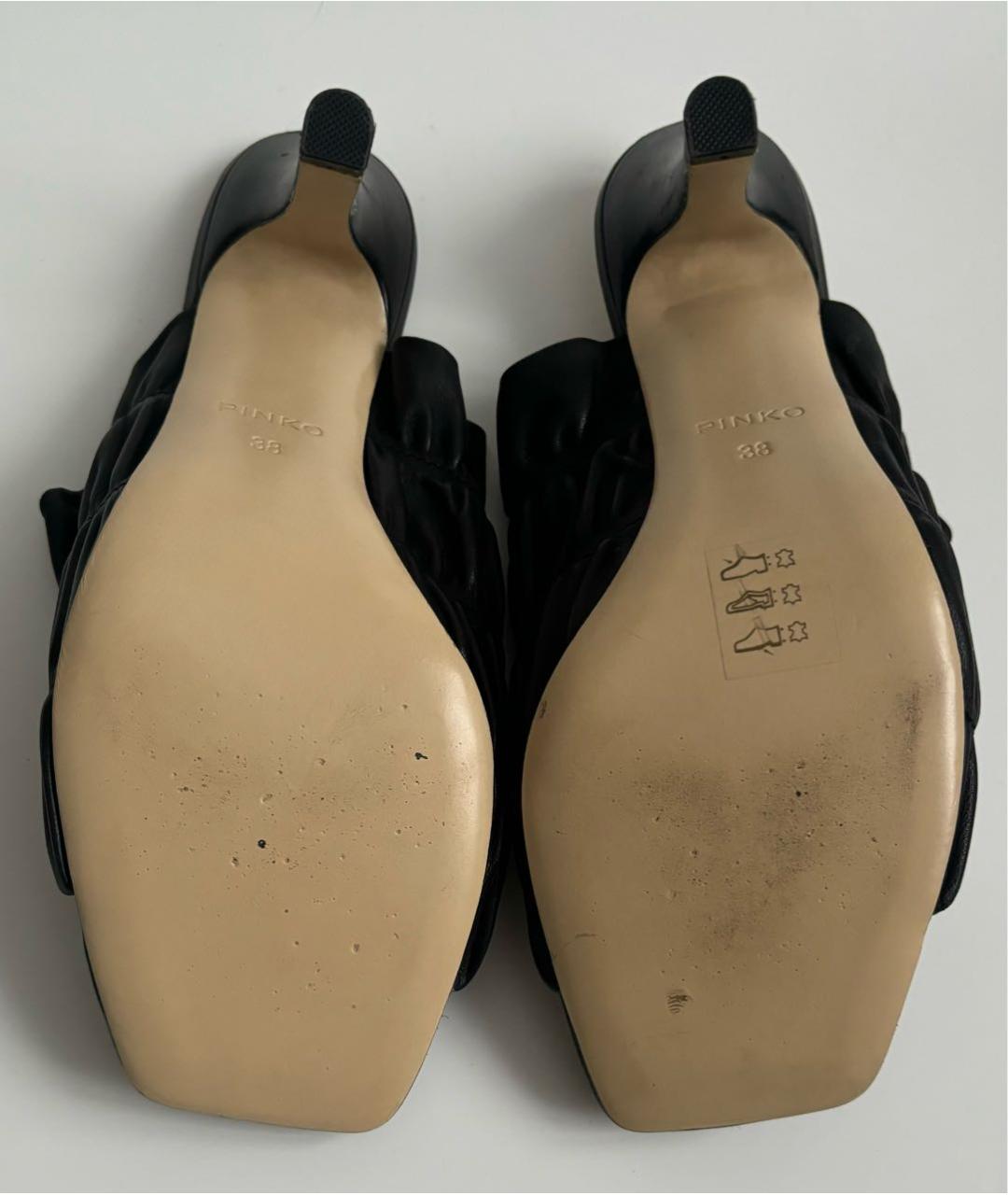 PINKO Черные кожаные мюли, фото 5