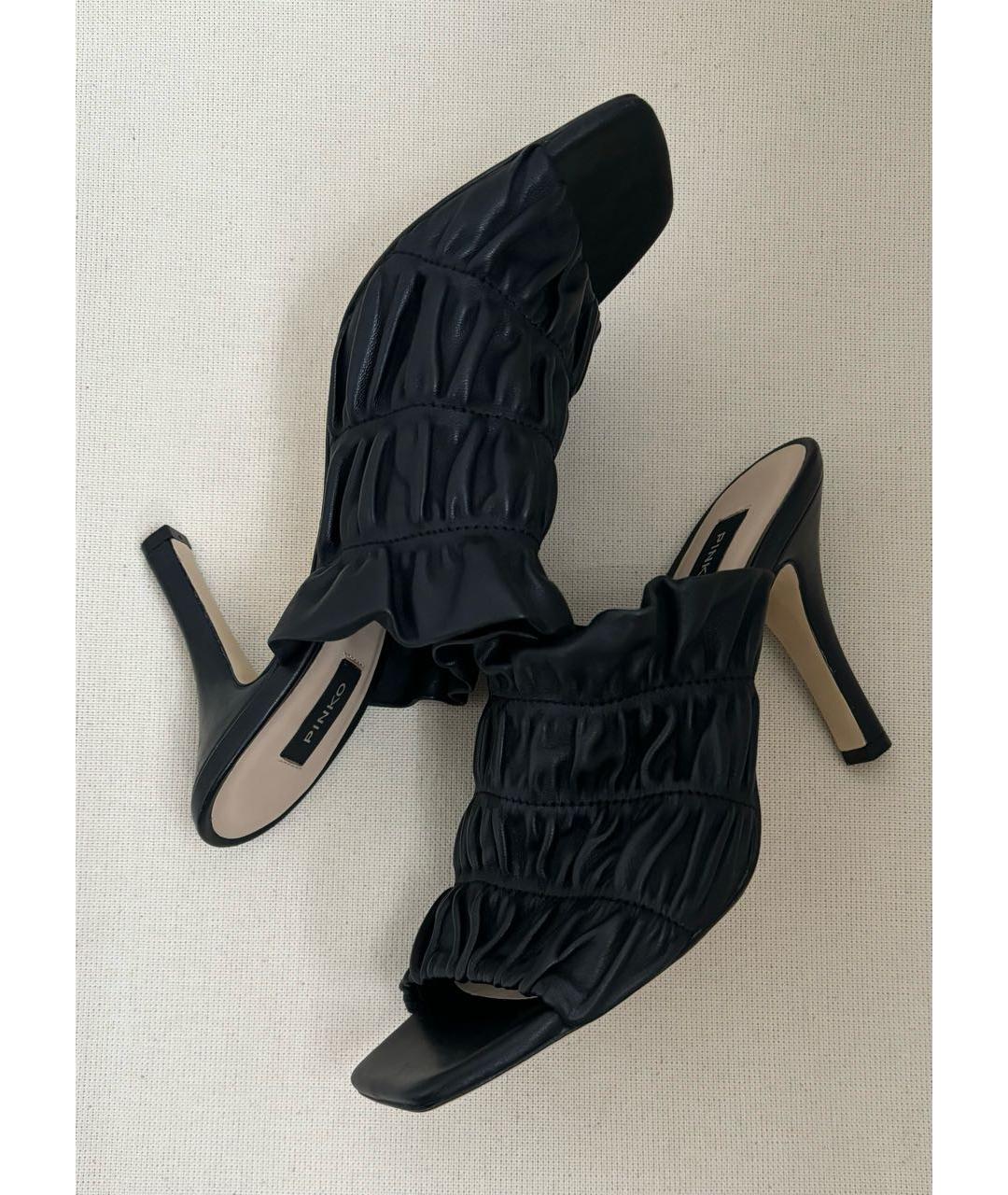 PINKO Черные кожаные мюли, фото 6
