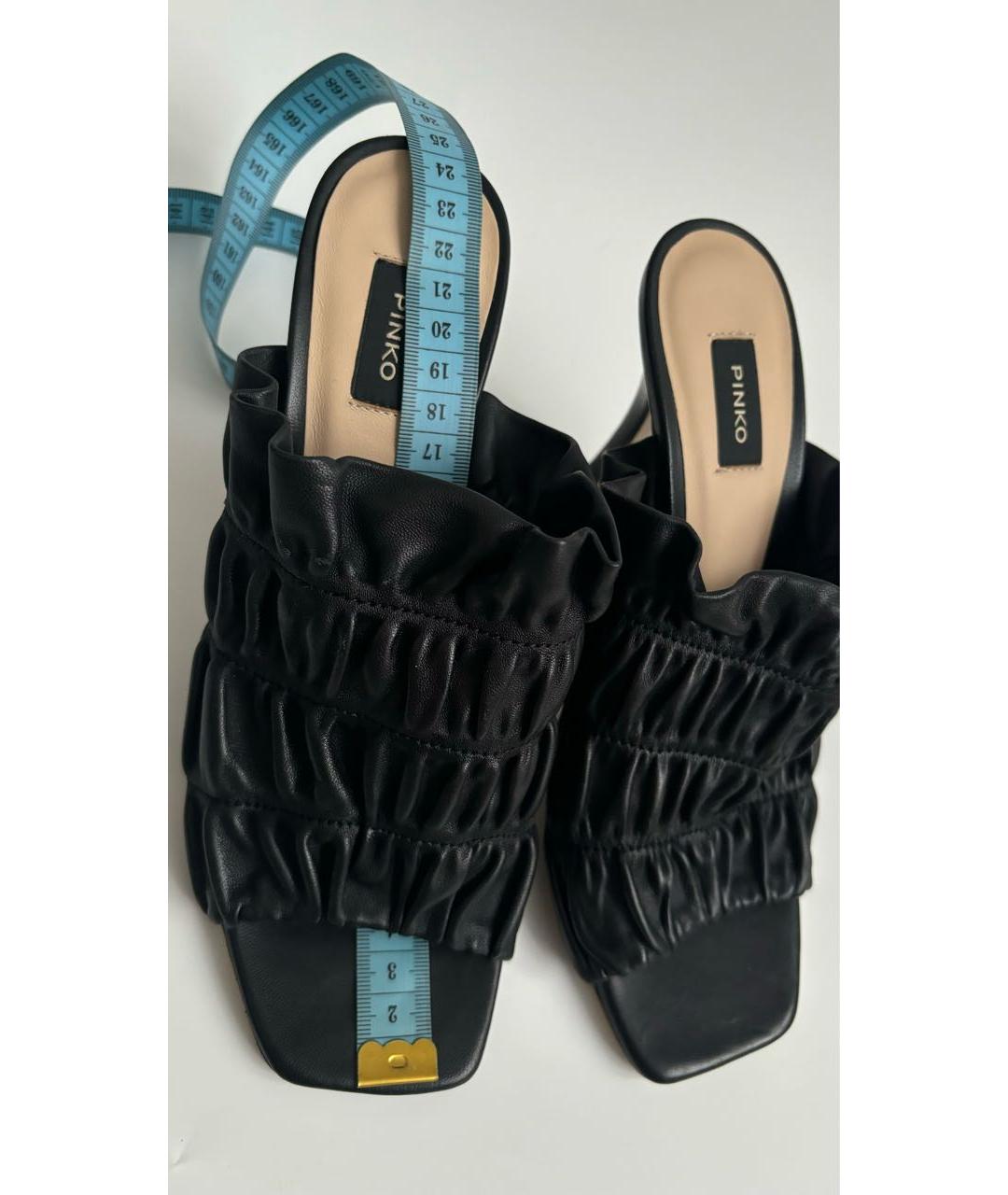 PINKO Черные кожаные мюли, фото 8