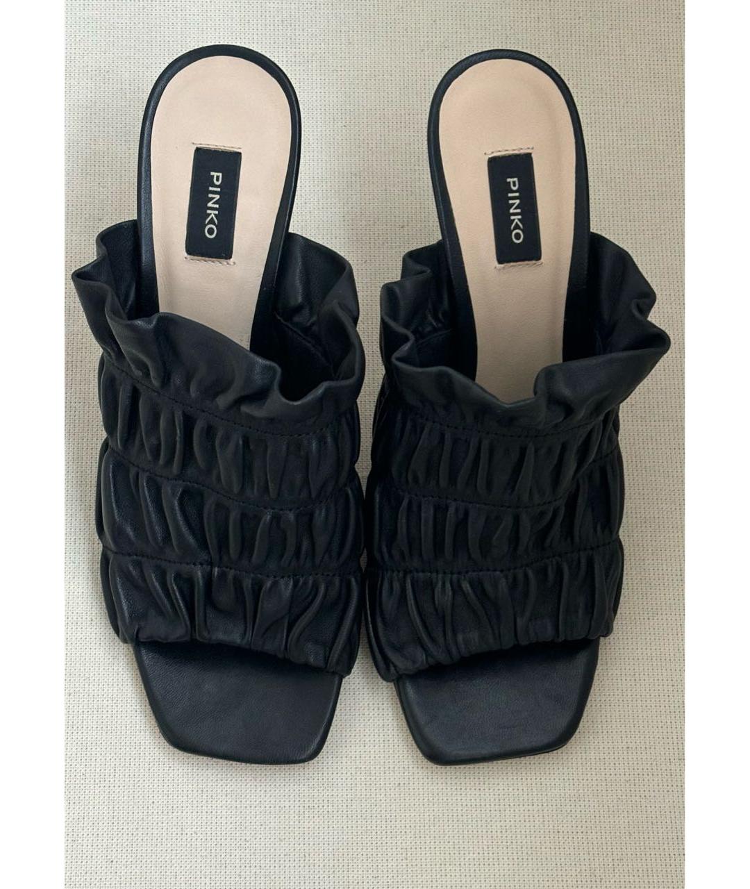 PINKO Черные кожаные мюли, фото 3