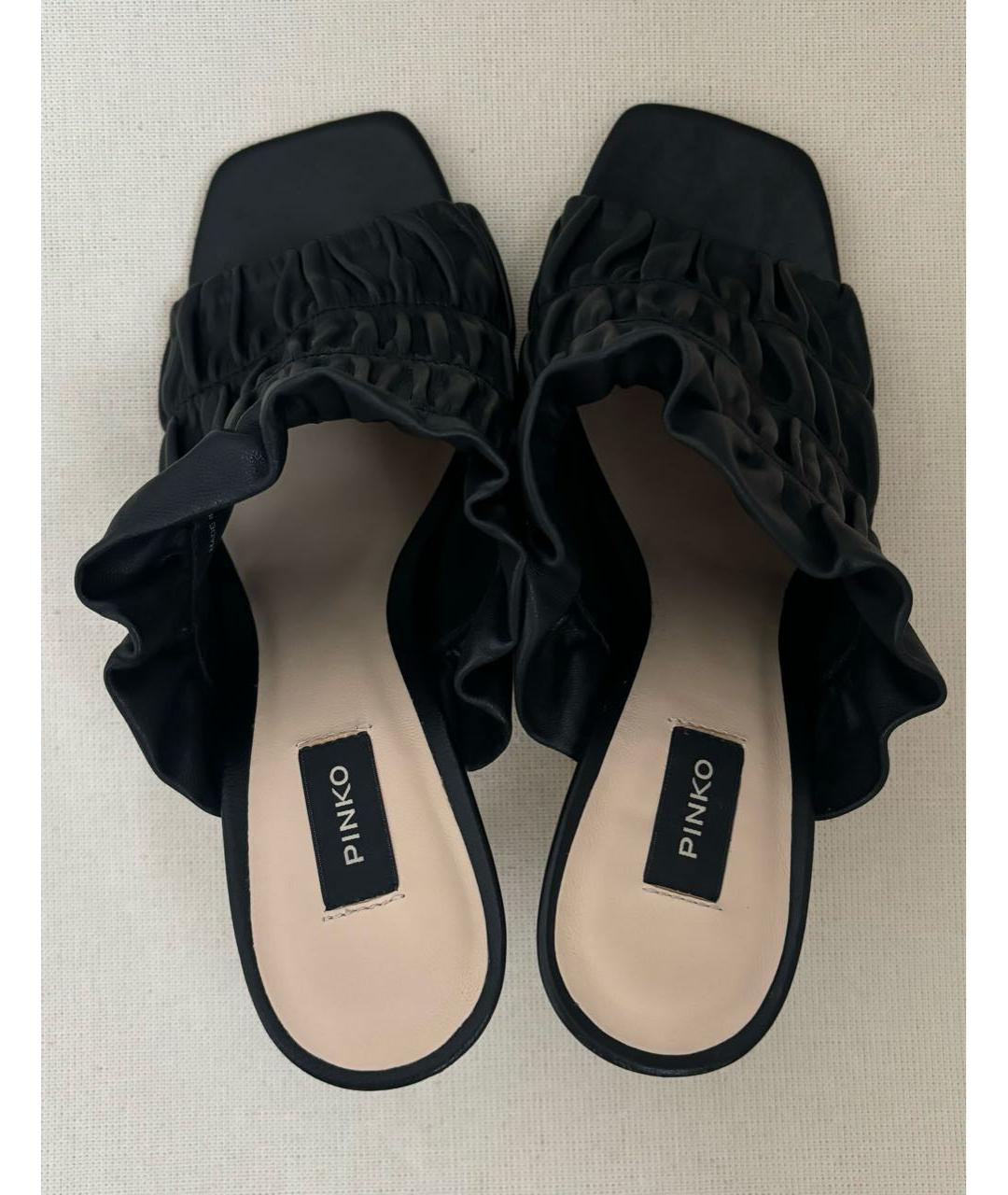 PINKO Черные кожаные мюли, фото 4