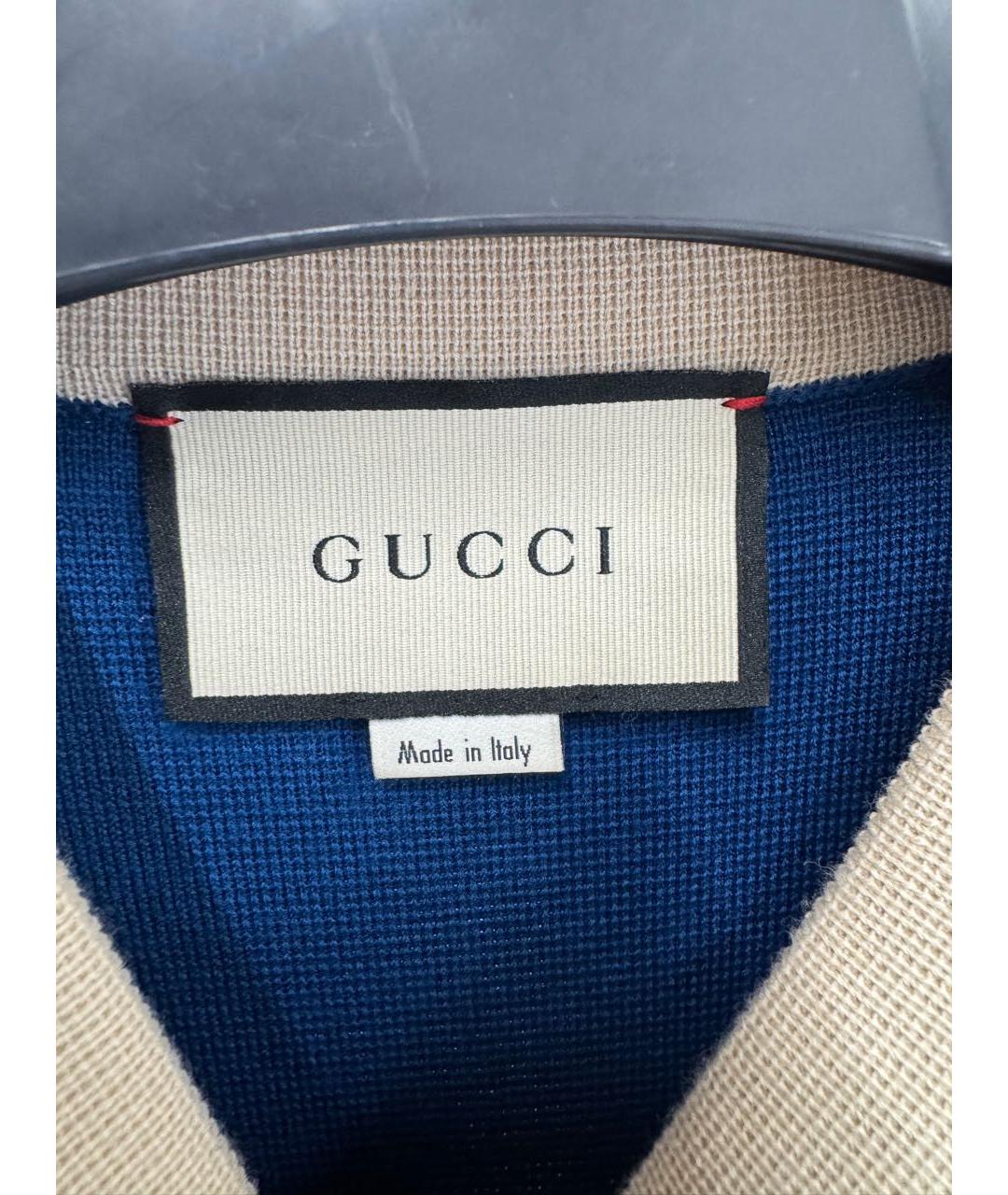 GUCCI Синее шерстяное повседневное платье, фото 3